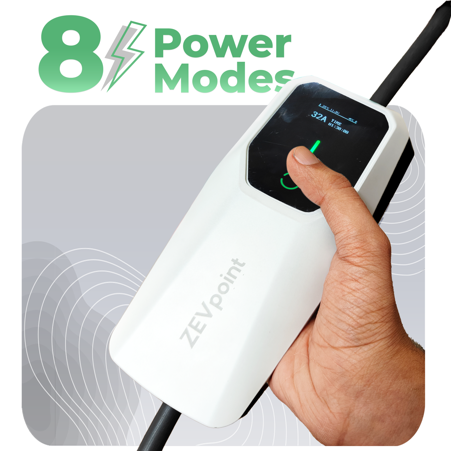 Zevpoint Dash 7.2kW Portable EV Charger | Socket Box & 16A Jumper Cable