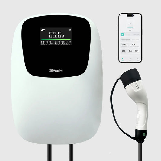 Zevpoint Polar Pro 7.2kW EV Charger | Adjustable Current | Built-in RCD + 6mA DC Protection | OTA Updates, Smart App, RFID, BT | IP66